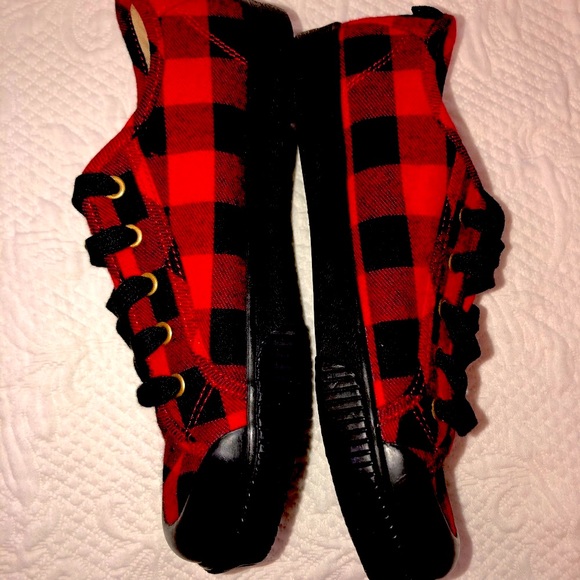 GAP Red Black Plaid Low Top Lace Sneakers Childs 3🧑🎄 - Picture 7 of 13